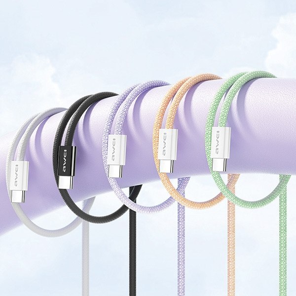 AWEI kabel CL-219T USB-C na USB-C 60W biały/white iPhone 15